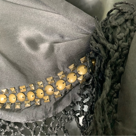 Nalini Black Silk Tie Around Top W/ Medal Embellishments One Size - Picture 8 of 14